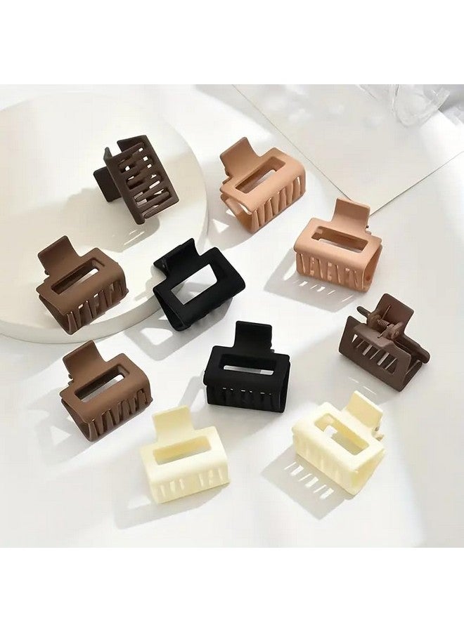DORMITORRY Matte Square Claw Clips, Hair Claw Clips For Women & Girls 2.2 Inch Small Hair Clips Medium Rectangle Claw Hair Clip Matte Banana Jaw Clips For Thin Half Hair, 4 pcs - Multicolor - Image 5