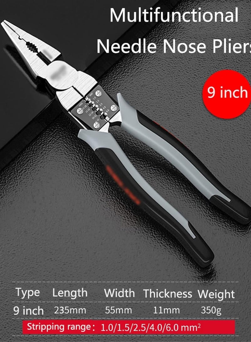 GGOOT Multifunctional Electrician Pliers,Multifunctional Universal Diagonal Pliers Needle Nose Pliers Hardware Tools Universal Wire Cutters Electrician (Color : Needle Plier 9 Inch) - Image 2