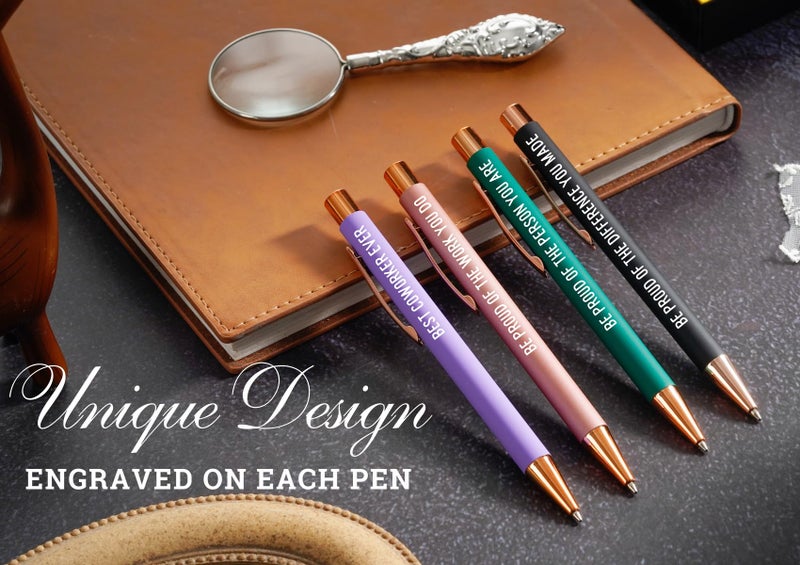 InnoBeta Farewell Gifts for Coworkers, Ballpoint Pen Set of 4, Coworker Leaving Goodbye gifts for women, Cool Funny New Job Presents for Birthday, Christmas - Best Coworker Ever - Gold - Image 2