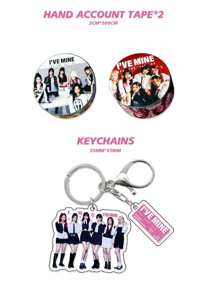 EHOME IVE Album I'VE MINE Gift Box With Lomo Cards, Acrylic Stand, Hand Account Tape, Keychain, Lanyard, Stickers, Photo Card  - Image 4