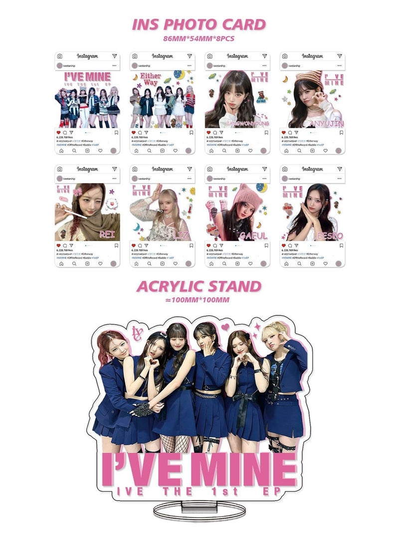 EHOME IVE Album I'VE MINE Gift Box With Lomo Cards, Acrylic Stand, Hand Account Tape, Keychain, Lanyard, Stickers, Photo Card  - Image 3