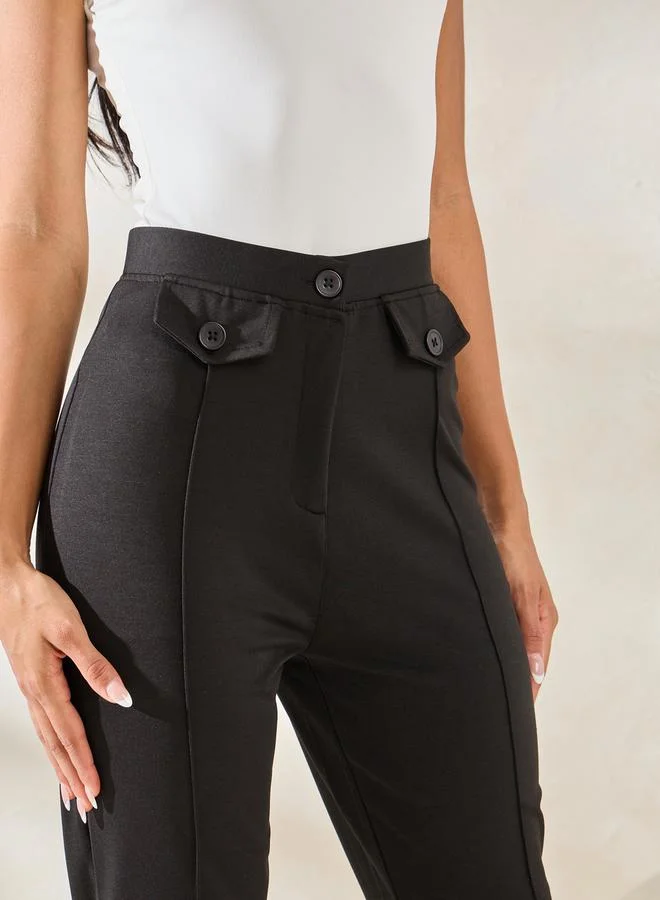 ستايلي Ankle Length Slim Fit Trouser with Flap Detail