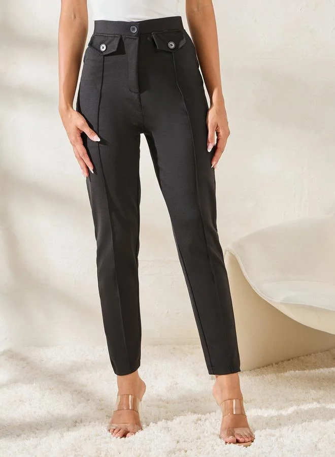 ستايلي Ankle Length Slim Fit Trouser with Flap Detail