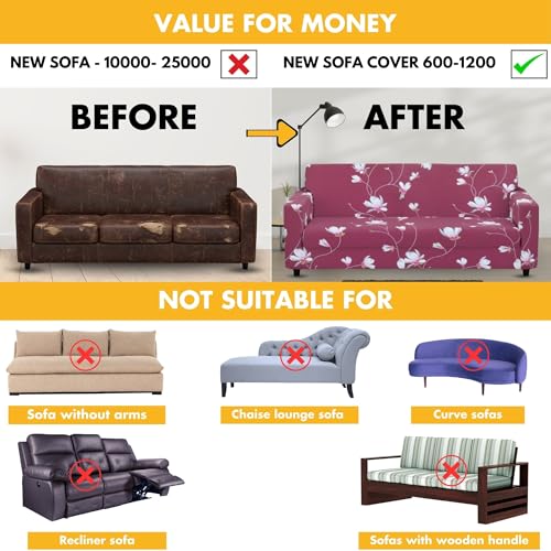Bigkart Elastic Sofa Covers for 3 Seater Sofas | Polyster-Spandex, Stretchable, Sofa Covers for Single, Double and Triple Seater Sofas - Image 5
