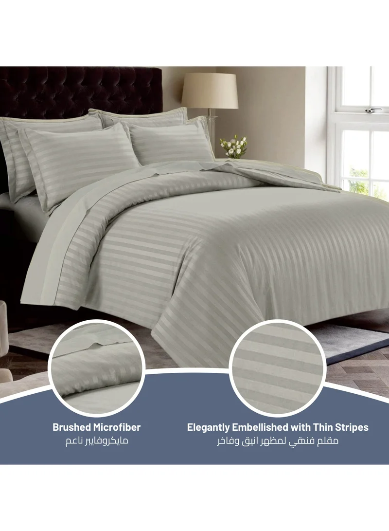Donetella 7-Piece Damask Stripes Hotel Style Comforter Microfiber ,Removable Insert ,King 260 x 240 Cms ,Ansonia