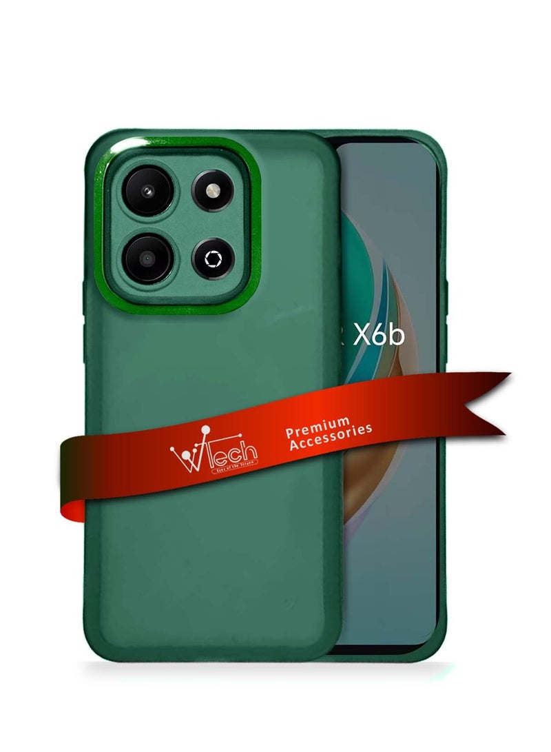Wtech Honor X6b 4G 2024 Soft Transparent TPU Silicone Ultra Thin Phone Stylish Electroplated Camera Border Back Case Cover Dark Green - Image 1