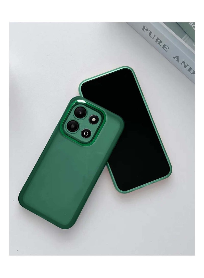 Wtech Honor X6b 4G 2024 Soft Transparent TPU Silicone Ultra Thin Phone Stylish Electroplated Camera Border Back Case Cover Dark Green - Image 2