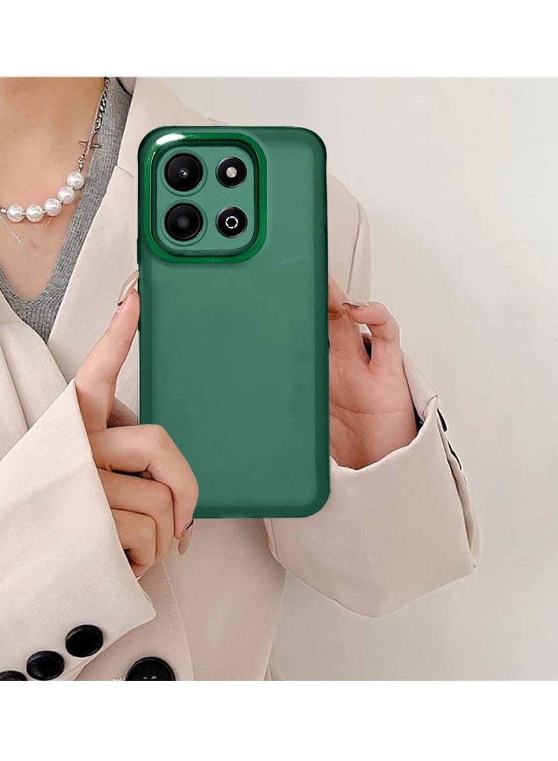Wtech Honor X6b 4G 2024 Soft Transparent TPU Silicone Ultra Thin Phone Stylish Electroplated Camera Border Back Case Cover Dark Green - Image 4