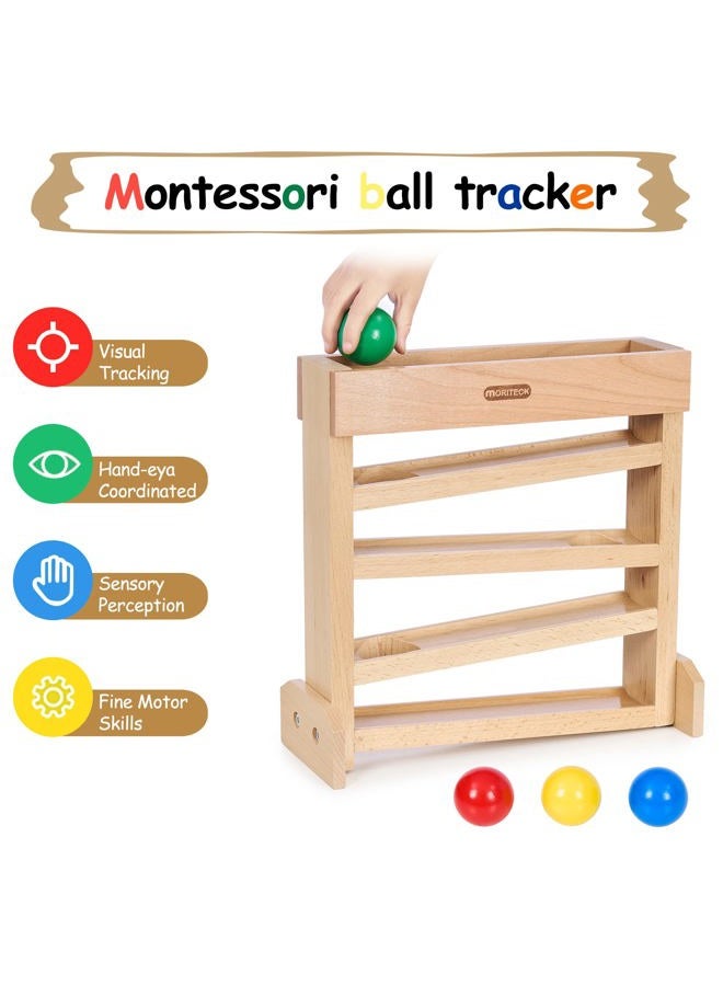 Moriteck Montessori Ball Drop Toy, Wooden Tracker, Early Developmental Pound A Toys For Toddlers 1-3 Year Old, Run Toys, Boys Girls Baby Birthday Gift - Image 2