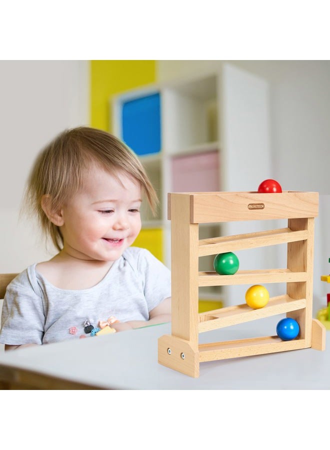 Moriteck Montessori Ball Drop Toy, Wooden Tracker, Early Developmental Pound A Toys For Toddlers 1-3 Year Old, Run Toys, Boys Girls Baby Birthday Gift - Image 4