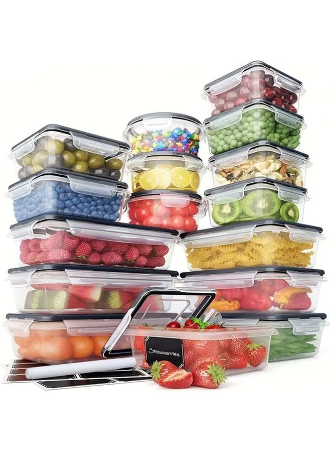 16pcs Kitchen Storage Containers With Stickers Pen Food Grade PP Bento Box - Image 1
