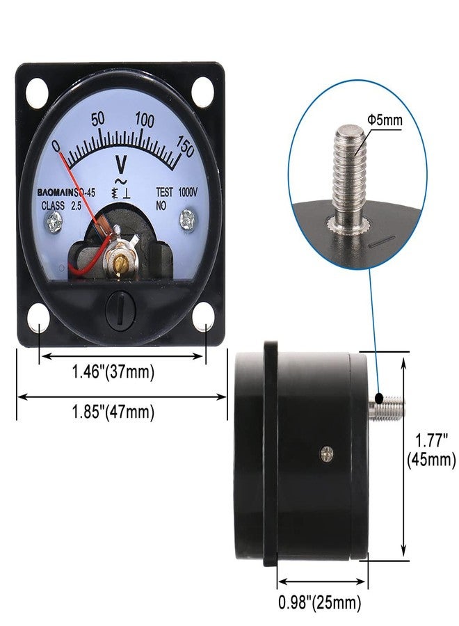 Baomain Analog Dial Panel Meter Voltmeter Gauge SO-45 AC 0-150V Round Black - Image 3