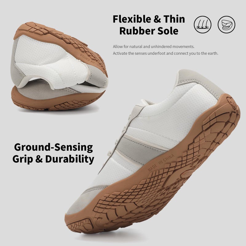 Grand Attack Barefoot Shoes Women,Wide Toe Box Minimalist Zero Drop Walking Shoes Lightweight Cross Training Trail Running Wrestling Weightlifting Fitness Barefoot Gym Sneakers Grey Whitek Size 9 - Image 4