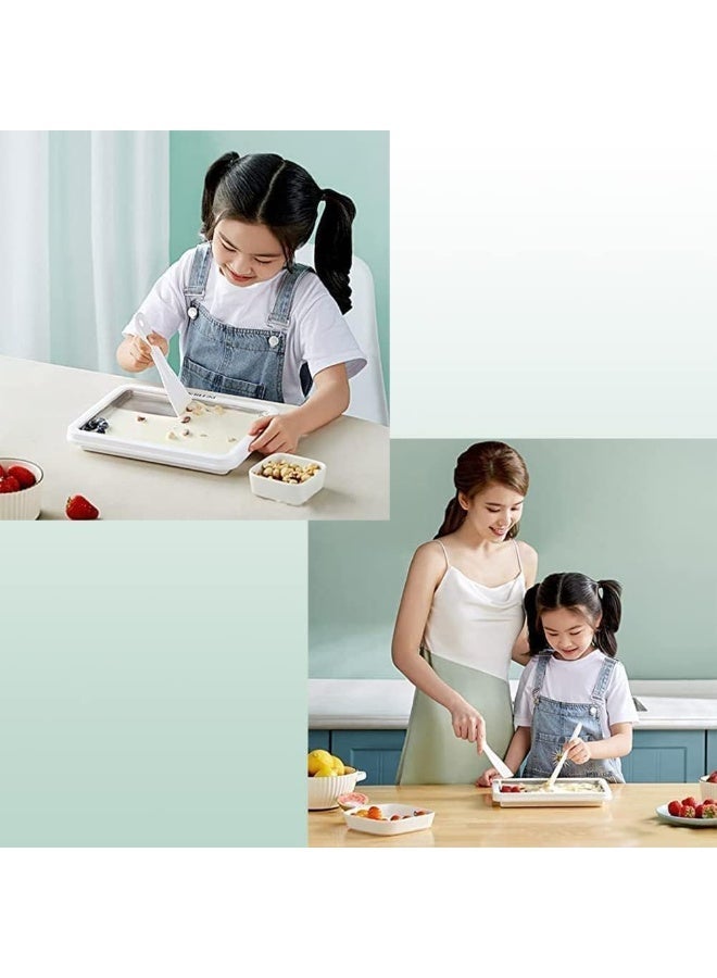 Wtrtr Ice Cream Roller Maker - Dessert at Home, Ice Plate Roller Anti-Griddle Pan With 2 Spatulas for Easy Homemade Rolled Ice Cream, Frozen Treat Maker (Big White) - Image 2