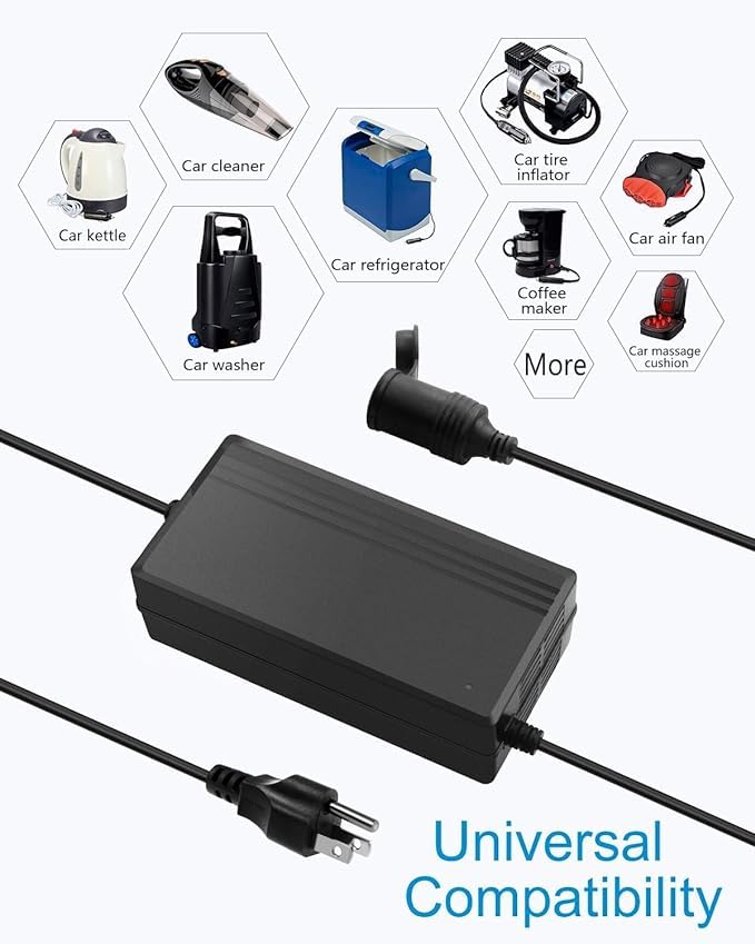 JANVITHA 12V 8.5A 100W AC to DC Converter 110-240V Power Adapter for Car Devices, Car Cigarette Lighter Socket, Compatible with Car Vacuum Cleaner, Refrigerator and Other Car Devices - Image 3