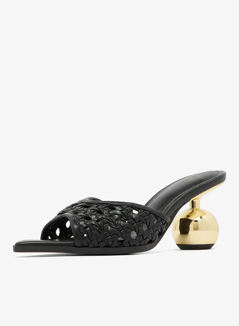 Jw Pei Black Ellie Woven Sphere Heels for Women | Best Price UAE