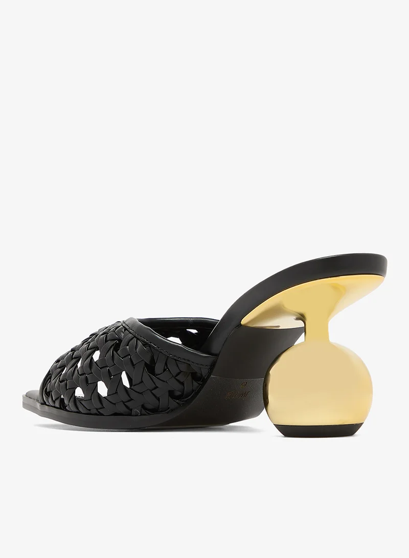 Jw Pei Black Ellie Woven Sphere Heels for Women | Best Price UAE