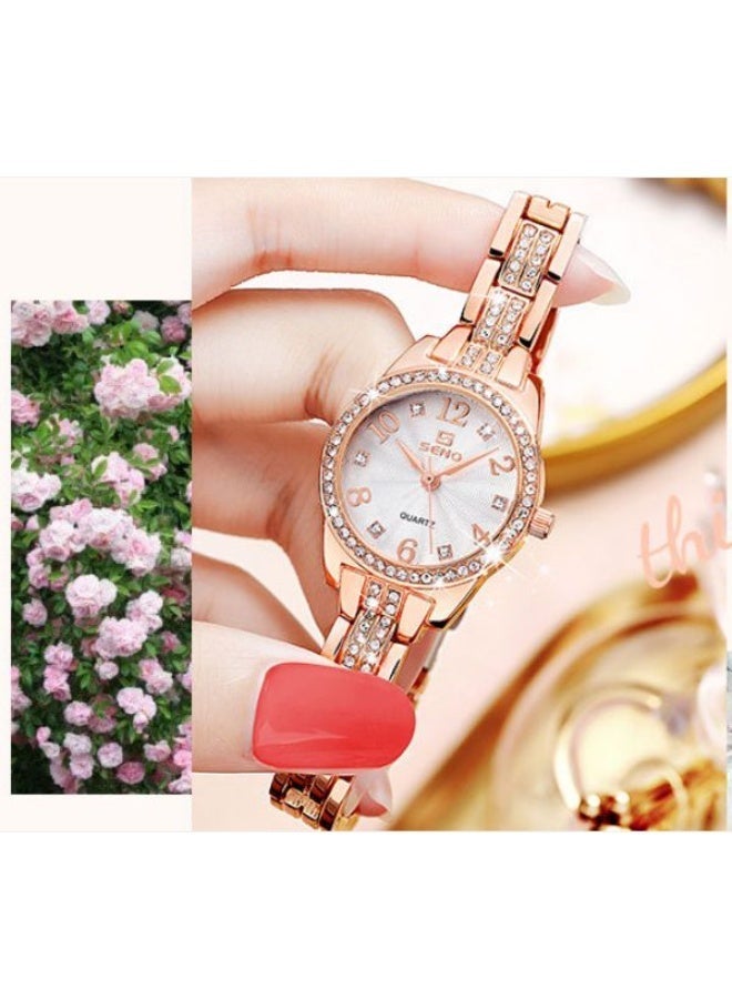 SENO Ladies Fashion Quartz Watch – Waterproof Alloy Diamond-Encrusted Jewelry Buckle Chain Dress Watch – Affordable Women's Wristwatch - Image 3