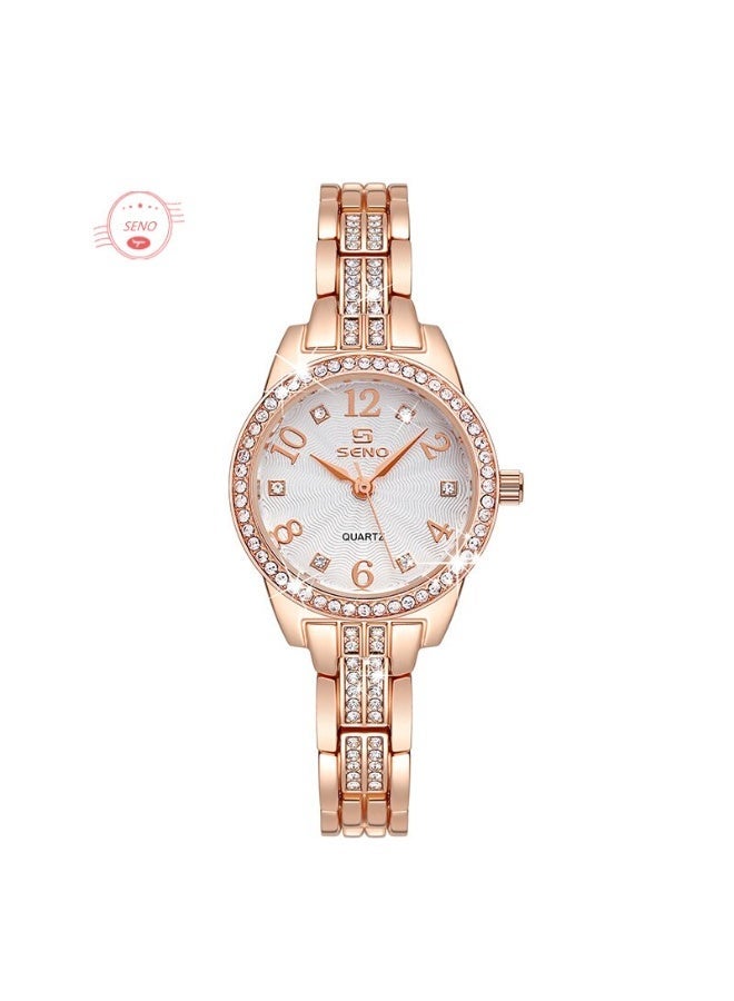 SENO Ladies Fashion Quartz Watch – Waterproof Alloy Diamond-Encrusted Jewelry Buckle Chain Dress Watch – Affordable Women's Wristwatch - Image 1