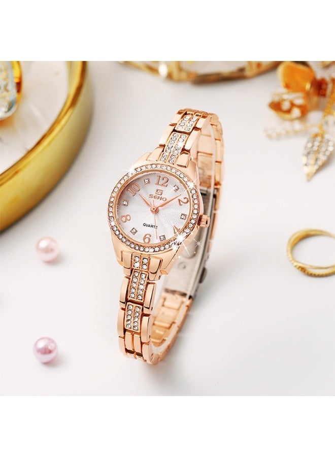 SENO Ladies Fashion Quartz Watch – Waterproof Alloy Diamond-Encrusted Jewelry Buckle Chain Dress Watch – Affordable Women's Wristwatch - Image 5