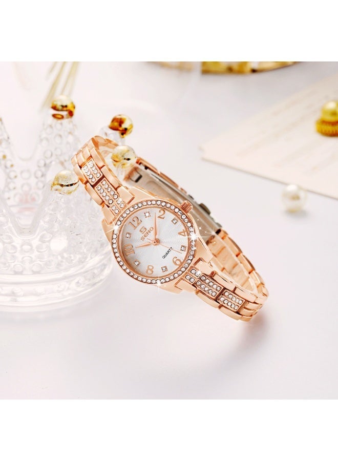 SENO Ladies Fashion Quartz Watch – Waterproof Alloy Diamond-Encrusted Jewelry Buckle Chain Dress Watch – Affordable Women's Wristwatch - Image 4