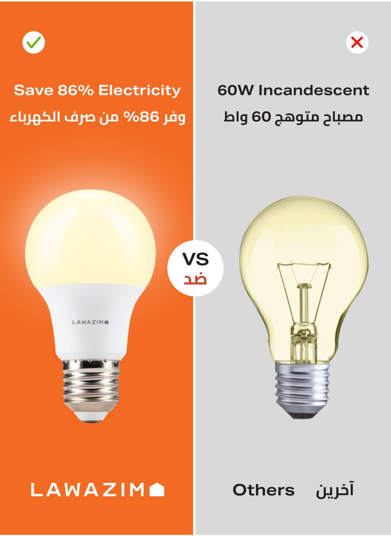 LAWAZIM - 9W LED Bulb A60 E27 - 4 Piece 3000K Warm White - Energy Saving 55W Equivalent Non-Dimmable Lightbulbs with 720 Lumens and a Lifespan of 15,000 Hours- for Home, Kitchen, and Bedroom Lighting - Image 1
