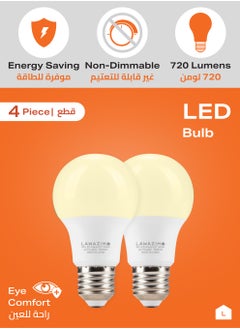 LAWAZIM 9W LED Bulb A60 E27 - 4 Piece 3000K Warm White - Energy Saving 55W Equivalent Non-Dimmable Lightbulbs with 720 Lumens and a Lifespan of 15,000 Hours- for Home, Kitchen, and Bedroom Lighting  - Image 3