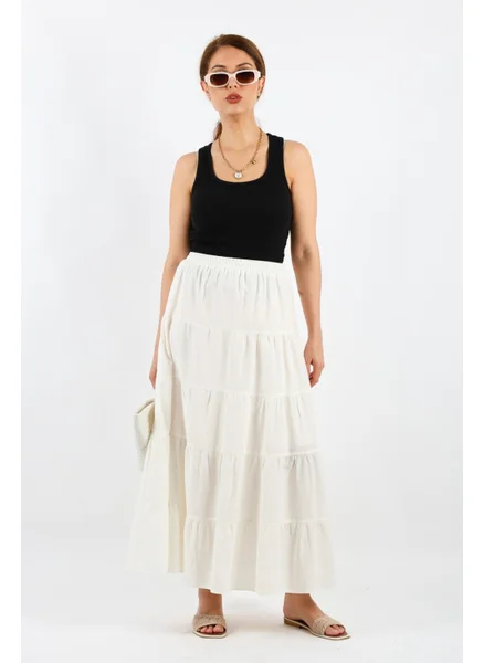 ريتنيس Women's Rita Cotton Cream Long Skirt