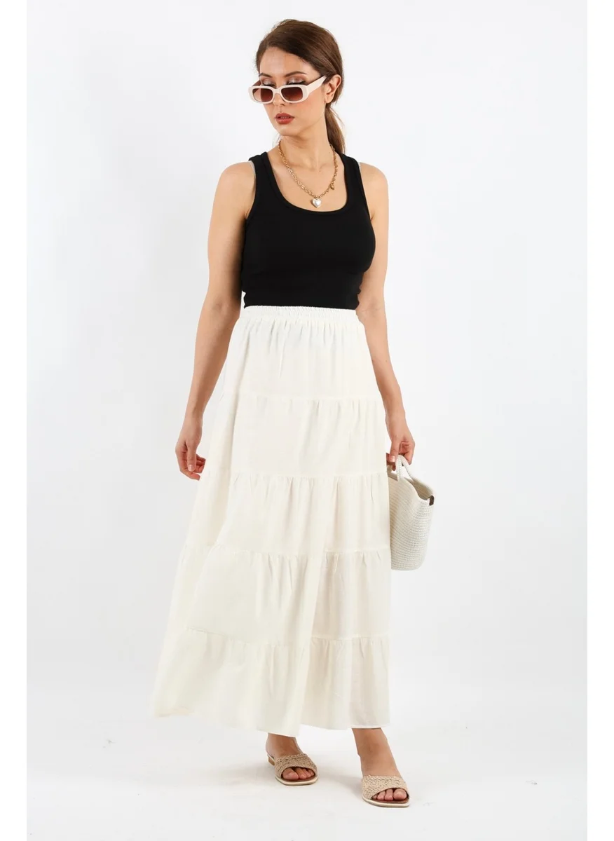 ريتنيس Women's Rita Cotton Cream Long Skirt