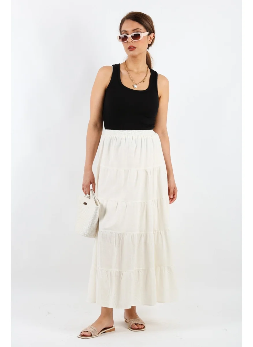 ريتنيس Women's Rita Cotton Cream Long Skirt
