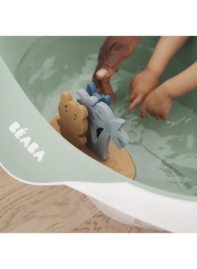 BEABA Camele’O 1st Age Baby Bath With Non-Slip Soft Touch Design, Sage Green