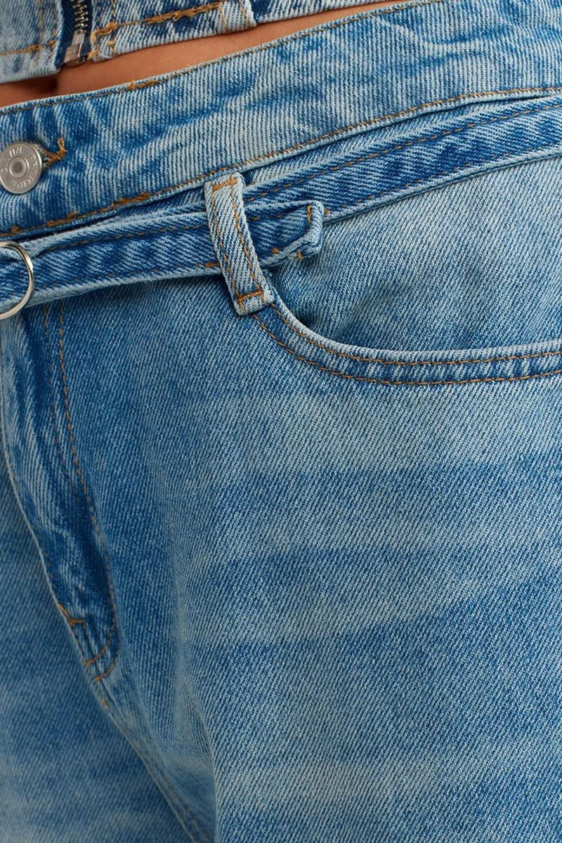 Dilvin Light-Mid Blue Denim DILVIN Women’s High-Waist Balloon Wide-Leg Jeans for Women | Best Price UAE