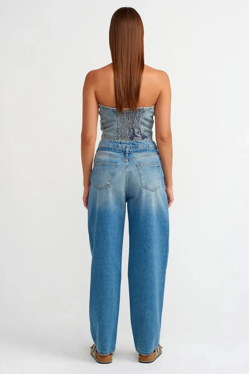 Dilvin Light-Mid Blue Denim DILVIN Women’s High-Waist Balloon Wide-Leg Jeans for Women | Best Price UAE
