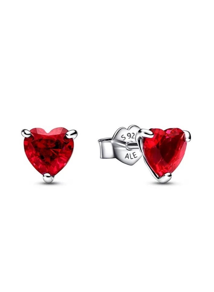 Van Heart Shaped Red Diamond Necklace And Earings Set - Image 3