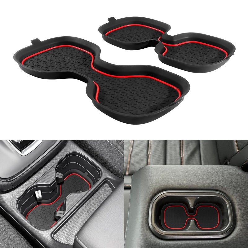 KENTUTO 3D Cup Holder for Honda CRV Accessories 2023 2024 2025 Center Console Liner Inserts Silicone Antidust Coaster Mat Pad Interior Decoration 2 Pcs Red Trim