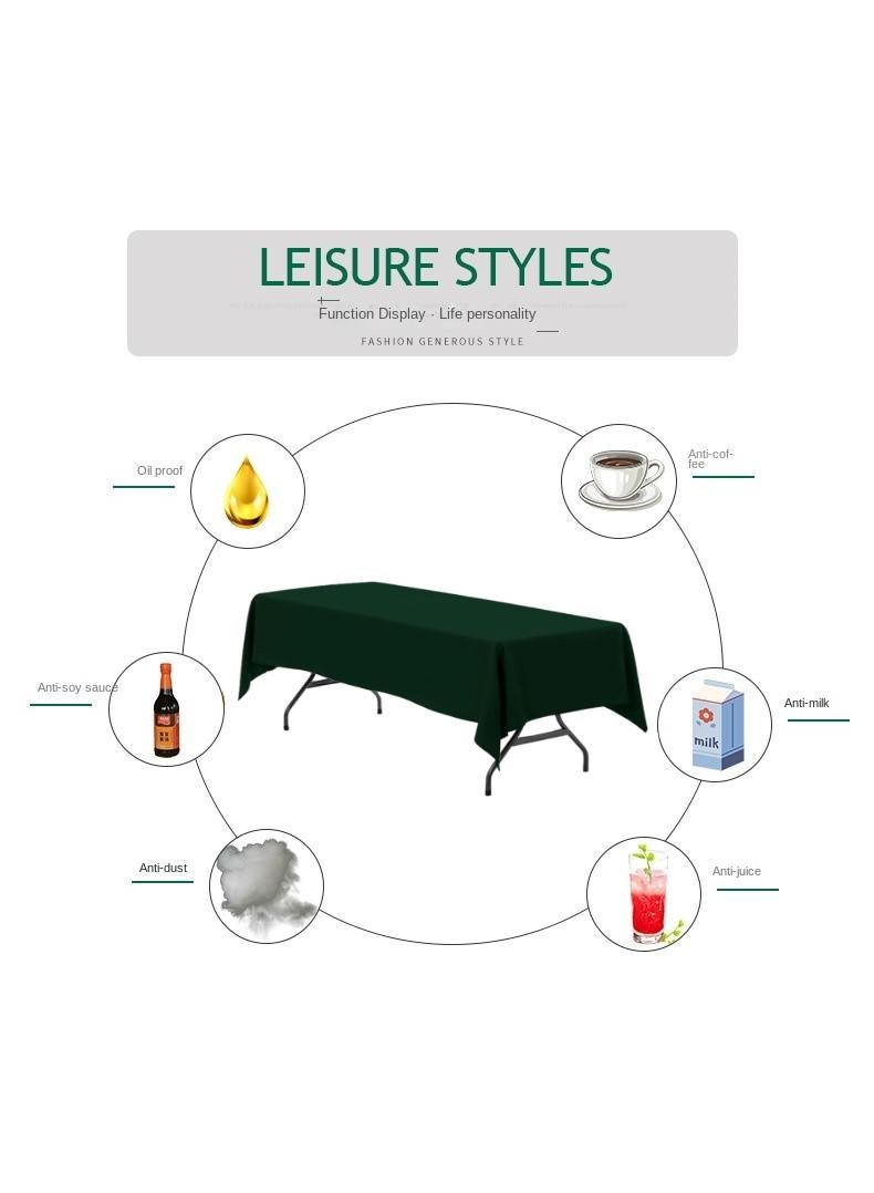 Bluejw 1-Piece Solid Pattern Table Cloth Dark Green  - Image 2