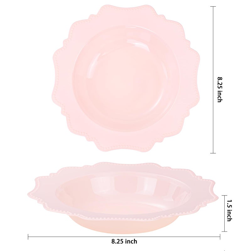 COLOSUS Pink Plastic Party Bowls (60 Pack) 12 Oz Disposable Soup/Salad Bowl, Fancy Shatterproof Dinnerware for Easter, Catering, Holidays, Weddings, and Everyday Use,Valentine's Day - Image 4