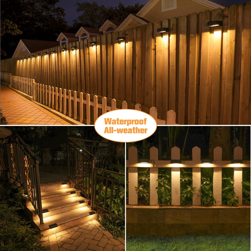VOLISUN Solar Deck Lights ,7 Colors&Warm White Outdoor 4-Pack Waterproof Led Color Glow Solar Lights for Step,Fence,Railing,Wall,Stairs (1800mah,Long Lighting Time) - Image 3