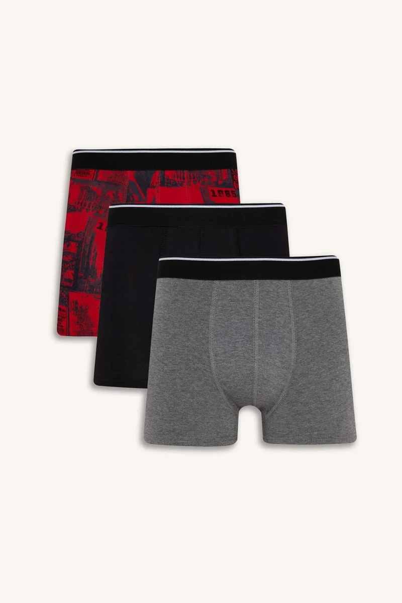 ديفاكتو Regular Fit Retro Patterned 3 Piece Boxers
