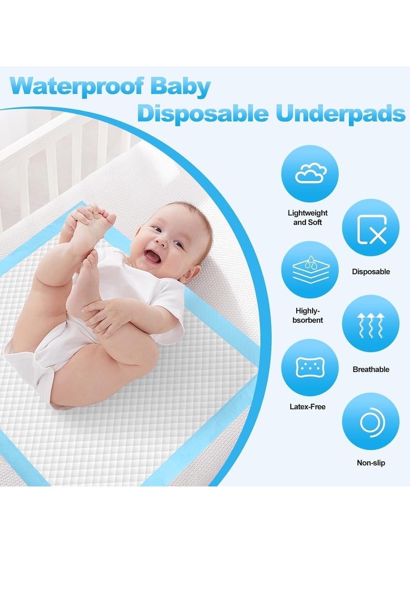 Gonice 40 Pieces Baby Disposable Changing Pads,Waterproof Baby Changing Pads, 60x60cm(L-Size), Highly Absorbent Leakproof Changing Pad Baby, Ultra soft Diaper Changing Mat Underpads for Baby - Blue - Image 5