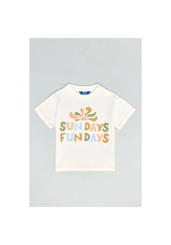 أر أند بي Embroidered T-Shirt with Crew Neck and Short Sleeves