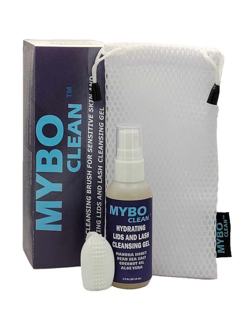 Myboclean Mybo Clean Eyelid Cleansing Brush for Sensitive Skin 1 Pc  Hydrating Lids and Lash Cleansing Gel 1Pc  Travel Bag Ideal for Gentle Cleansing of the Eyelids On the Go 