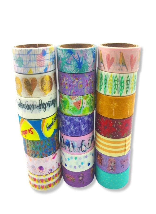 SAMVARDHAN 21 Rolls Cute Washi Tape Set | Decorative Holiday Craft Tape | Colorful Tape | Floral Japanese Pastel Seasonal Art | Scrapbook Tape (Version 3) - Image 1