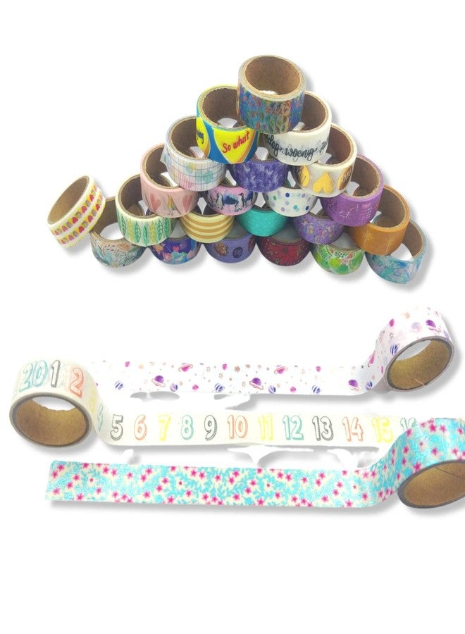 SAMVARDHAN 21 Rolls Cute Washi Tape Set | Decorative Holiday Craft Tape | Colorful Tape | Floral Japanese Pastel Seasonal Art | Scrapbook Tape (Version 3) - Image 3