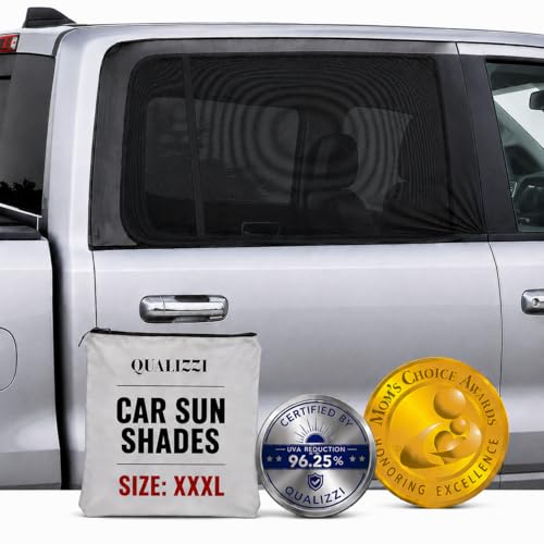 Qualizzi XXXLWindow Sun Shades for Trucks 2Pack8 Sizes 2324 H x 4850 W Windows Range SlipOn Breathable Mesh Socks for Side Windows Full Coverage Heat Bug Protection 2Pack by Qualizzi - Image 1