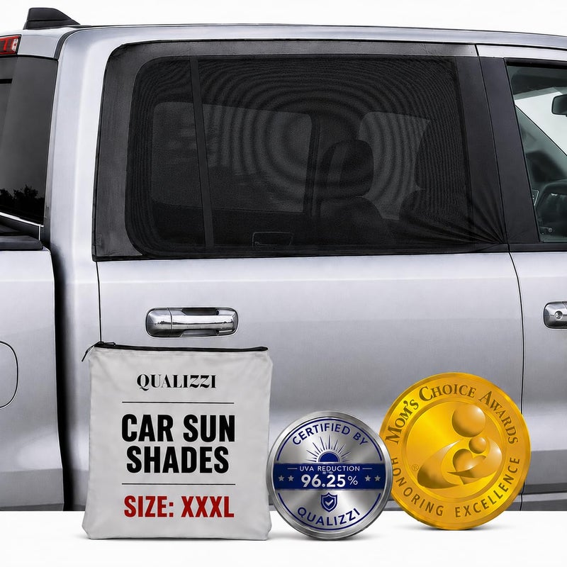 Qualizzi XXXLWindow Sun Shades for Trucks 2Pack8 Sizes 2324 H x 4850 W Windows Range SlipOn Breathable Mesh Socks for Side Windows Full Coverage Heat Bug Protection 2Pack by Qualizzi - Image 2
