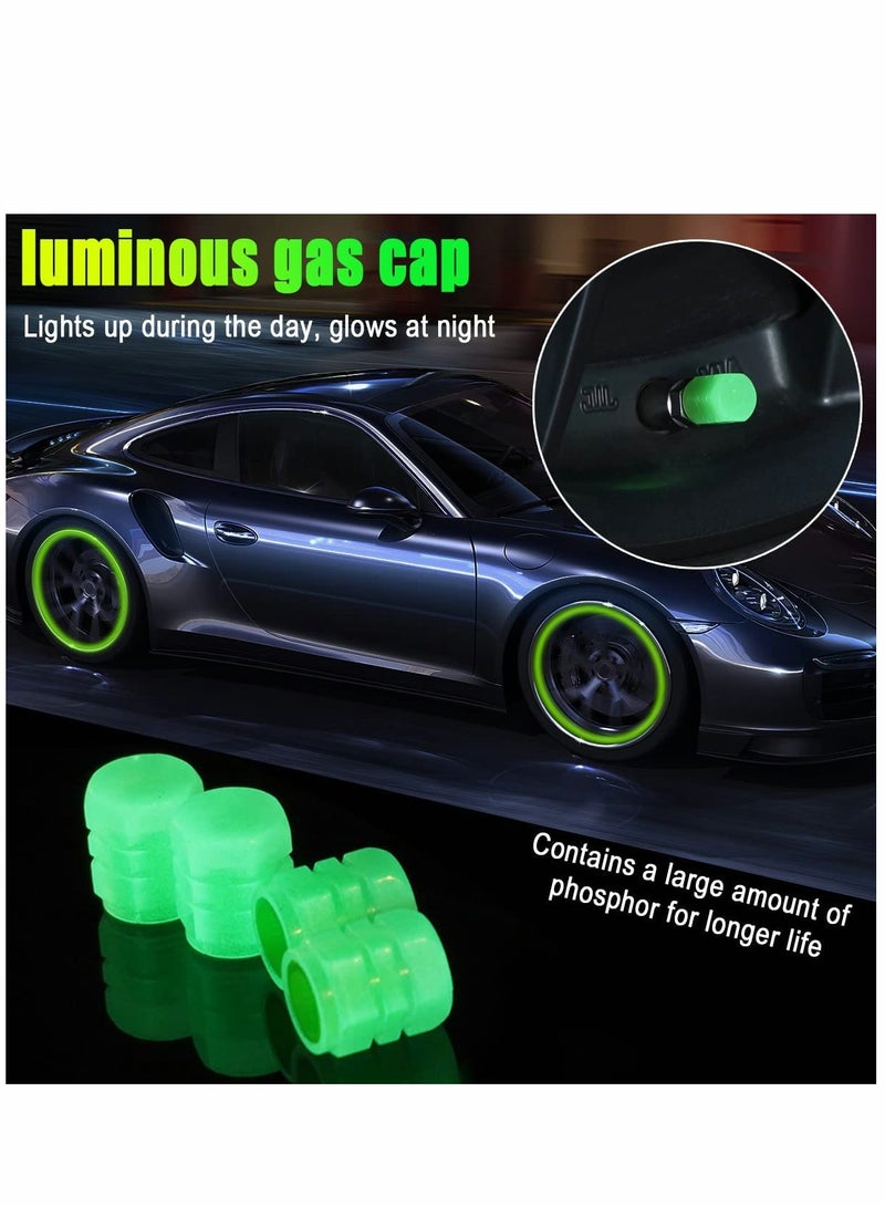 SYOSI Car Tire Valve Cap, 4PCS Green Fluorescence, Bike Motorcycle Noctilucous Illuminated Valve Cap, Universal Wheel Valve Caps for Car Truck Motorcycles Bike Tires, Need Sunlight to Absorb Energy - Image 3