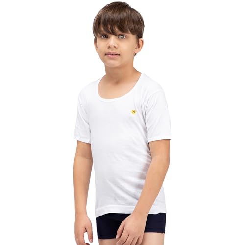 Amul Comfy Boy's Cotton White Plain Vest Half Sleeve Innerwear Pack of 6 - Image 5