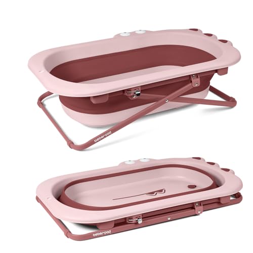 Beberoad Love Collapsible Toddler Bathtub Baby Bathtub from Newborn to Toddler Portable Infant Bathtub HeightAdjustable Pink
