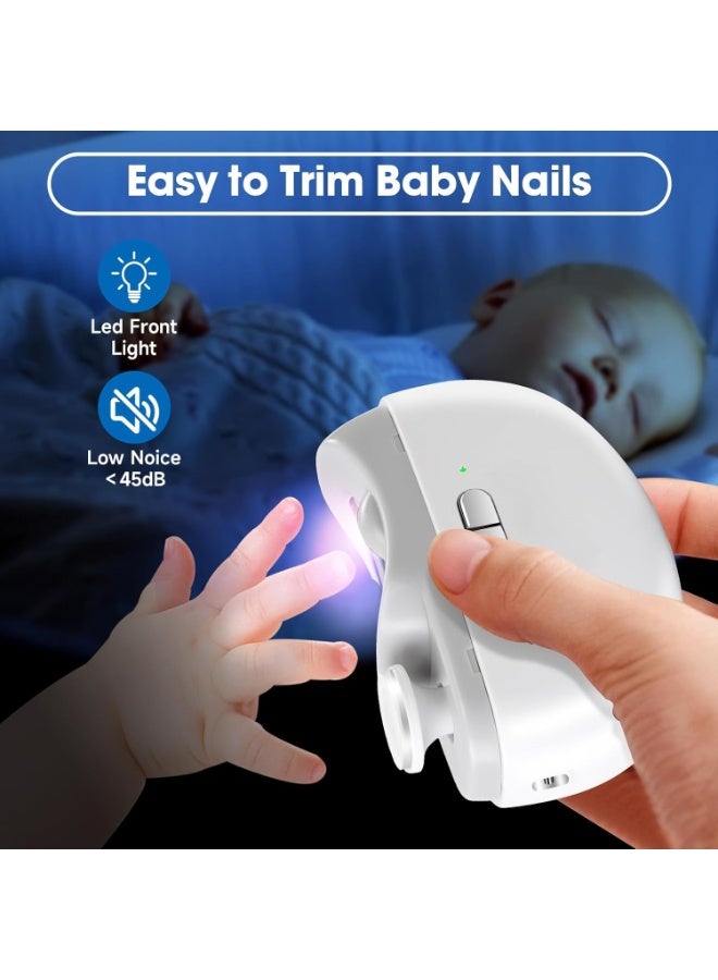 بيلينجدون مقص أظافر كهربائي أوتوماتيكي مزود بإضاءة وسرعتين، مقص أظافر ومبرد 2 في 1، تخزين بقايا الأظافر، مقص أظافر آمن قابل لإعادة الشحن عبر USB للأطفال والرضع وكبار السن والبالغين، لون - Image 2